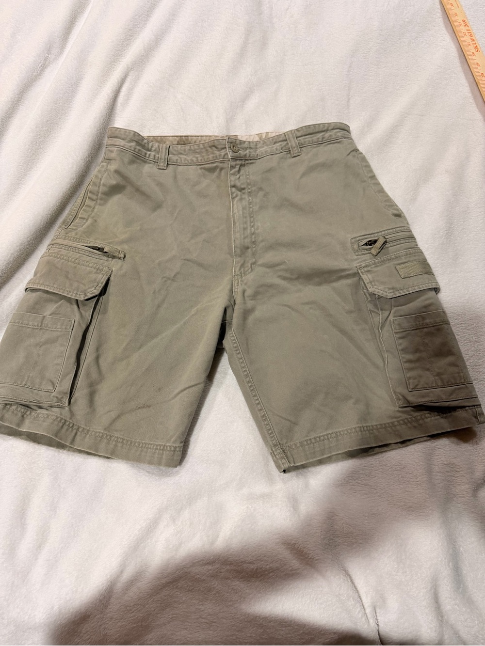 Varsity khaki military Cargo Shorts with Utility Pockets size 36